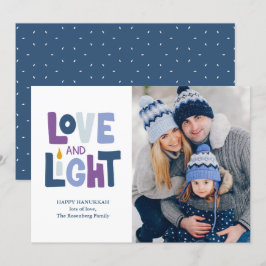 Tarjeta Festiva "Amor y luz" Happy Hanukkah Photo Holiday Card