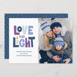 Tarjeta Festiva "Amor y luz" Happy Hanukkah Photo Holiday Card