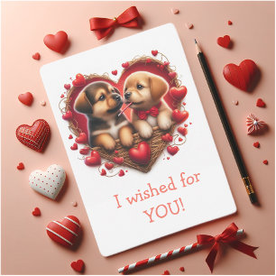 Tarjeta Festiva Amor y magia de cachorros en San Valentín