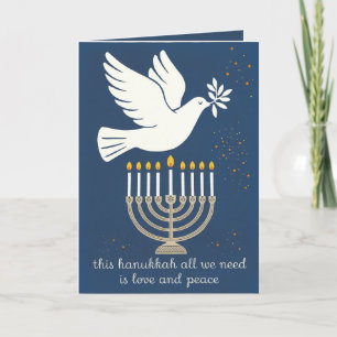 Tarjeta Festiva Amor y Paz Simple clásico y elegante Hanukkah