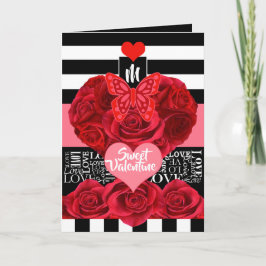 Tarjeta Festiva Amor y Rosas Estilo de pizarra