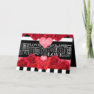 Tarjeta Festiva Amor y Rosas Estilo de pizarra