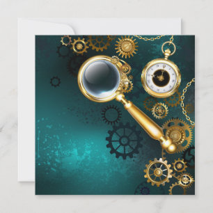 Tarjeta Festiva Ampliador en estilo Steampunk