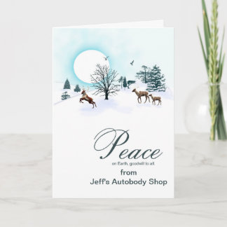 Tarjeta Festiva Añade tu nombre comercial, Navidades con renos