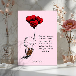 Tarjeta Festiva Añadir el día de San Valentín del oso de peluche d