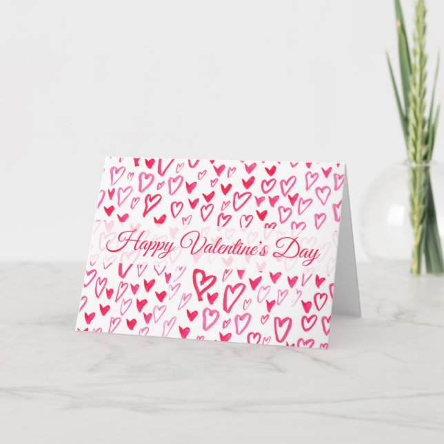 Tarjeta Festiva Añadir el texto | Corazones de acuarela | Palabras (Anverso)