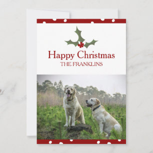 Tarjeta Festiva Añadir tu foto a los Navidades dulces Holly