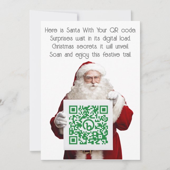 Tarjeta Festiva Añadir tu mensaje de código QR o regalo a Santa (Anverso)