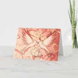 Tarjeta Festiva Añadir tu propio texto: amor y palomas