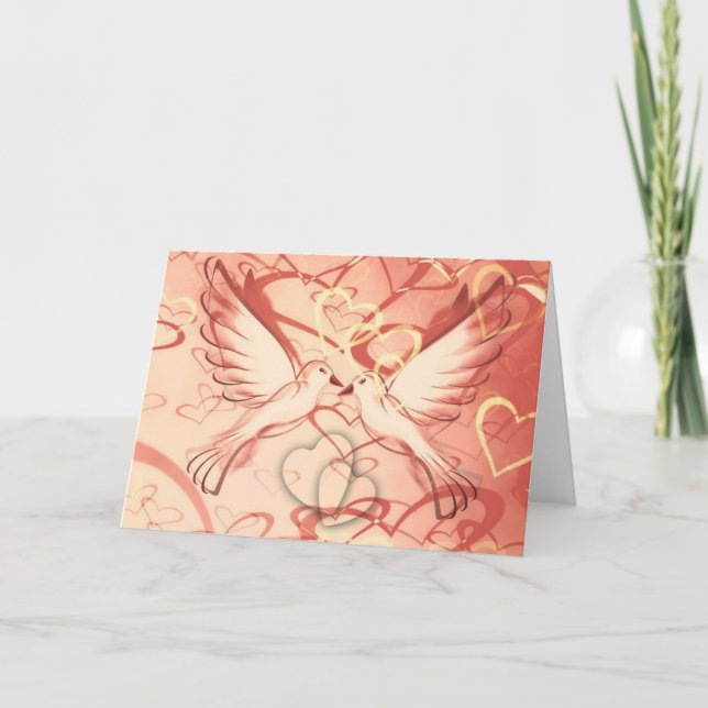 Tarjeta Festiva Añadir tu propio texto: amor y palomas (Anverso)