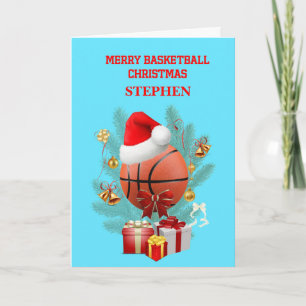 Tarjeta Festiva Añadir Un Nombre Navidades Baloncesto