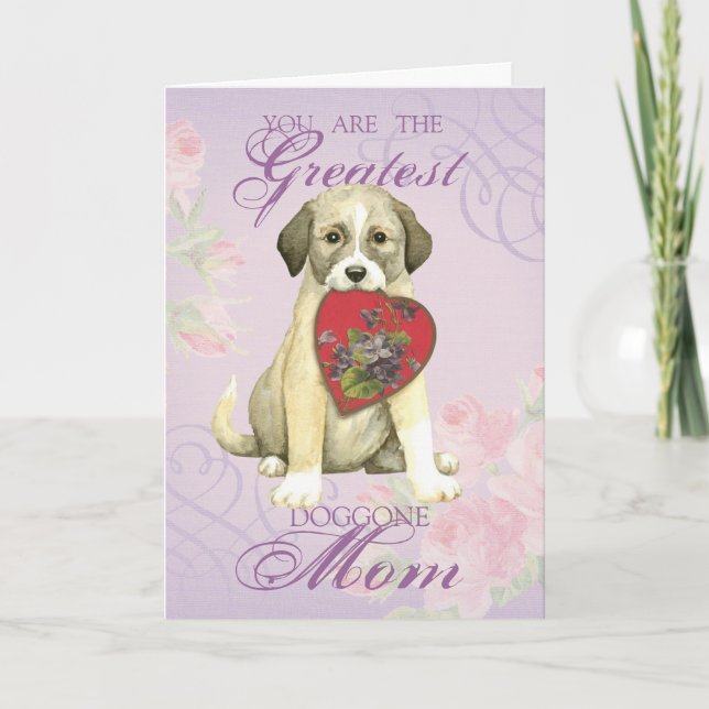 Tarjeta Festiva Anatolian Shepherd Dog Heart Mom (Anverso)