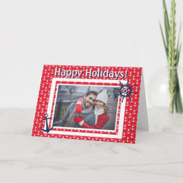 Tarjeta Festiva Ancla Náutica y Rueda de Barco Foto y Texto Person