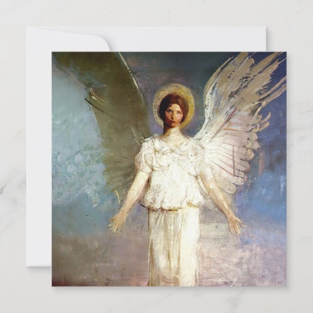 Tarjeta Festiva "Ángel al mediodía" por Abbott Thayer (Anverso)