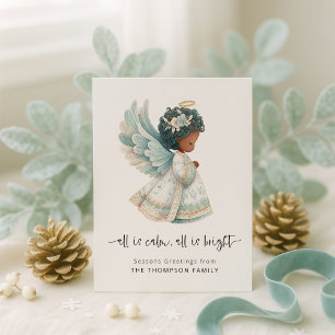 Tarjeta Festiva Angel All is Calm All es Navidades de Natividad Br