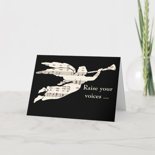 Tarjeta Festiva Ángel - aumente sus voces (Anverso)