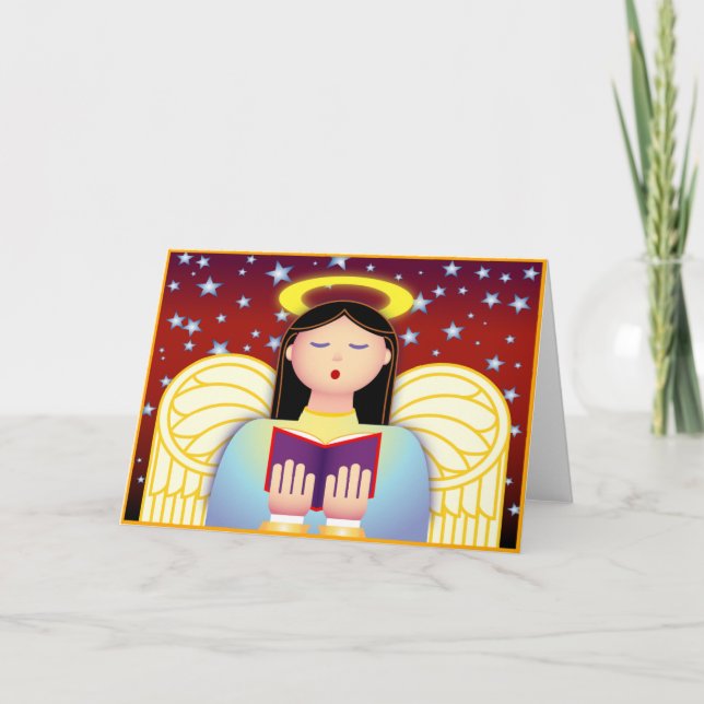 Tarjeta Festiva Angel Caroler (Anverso)