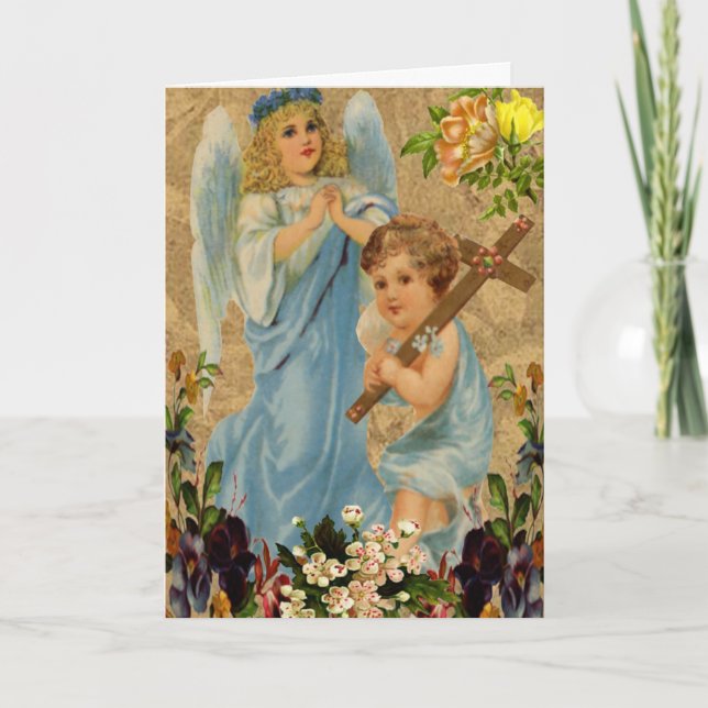 Tarjeta Festiva Angel Children Easter Card (Anverso)