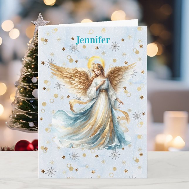 Tarjeta Festiva Angel Christmas Blessing Add Signature Religious (Subido por el creador)