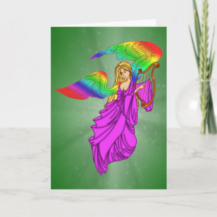 Tarjeta Festiva Ángel con las alas del arco iris
