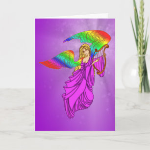 Tarjeta Festiva Ángel con las alas del arco iris
