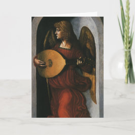 Tarjeta Festiva Ángel con Lute por Navidades de Leonardo da Vinci