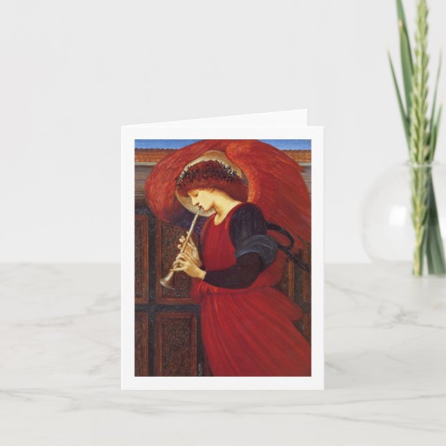 Tarjeta Festiva Ángel con Trumpet, Burne Jones (Anverso)
