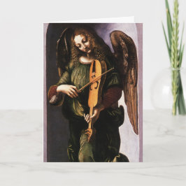 Tarjeta Festiva Ángel con vielle de Navidades de Leonardo da Vinci
