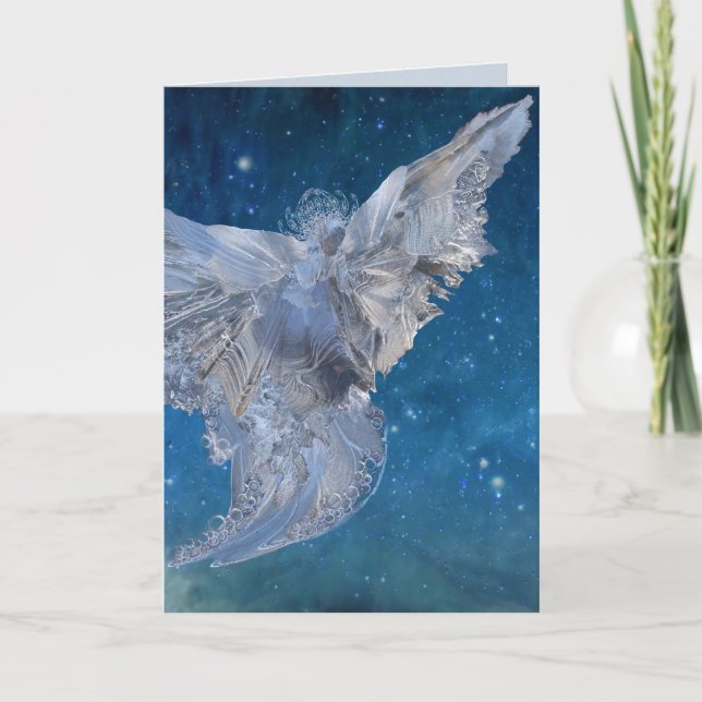Tarjeta Festiva Ángel cristalino (cercano) (Anverso)