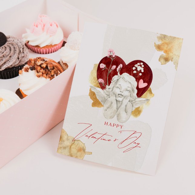 Tarjeta Festiva Ángel Cupido de San Valentín antiguo (Subido por el creador)