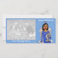 Ángel de arte folclórico Azul Vestido Angel Blanco