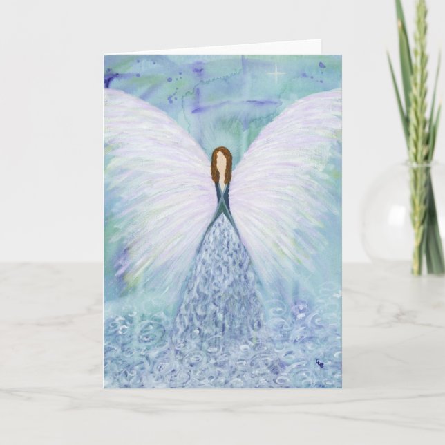 Tarjeta Festiva Ángel de guarda azul (Anverso)