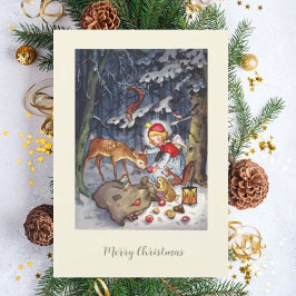 Tarjeta Festiva Ángel de la cosecha en los Navidades forestales