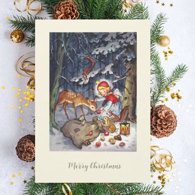 Tarjeta Festiva Ángel de la cosecha en los Navidades forestales (Subido por el creador)