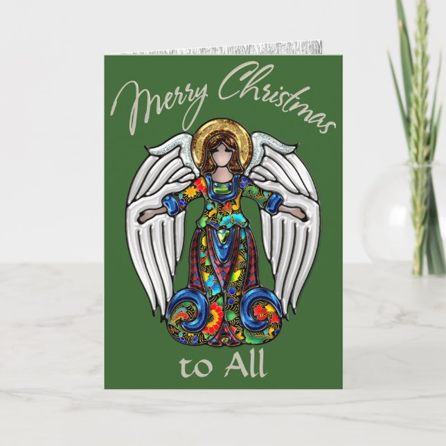 Tarjeta Festiva Ángel de la guarda de iconos rusos (Anverso)