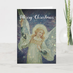 Tarjeta Festiva Ángel de la luz de las estrellas de las Felices