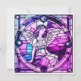 Tarjeta Festiva Ángel de la ventana de vidrio manchado