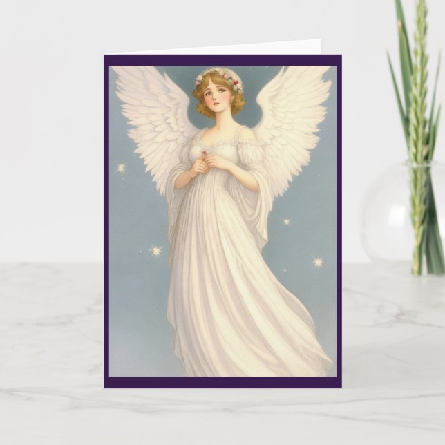Tarjeta Festiva Ángel de los Navidades retro victorianos (Anverso)