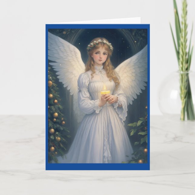 Tarjeta Festiva Ángel de los Navidades retro victorianos (Anverso)
