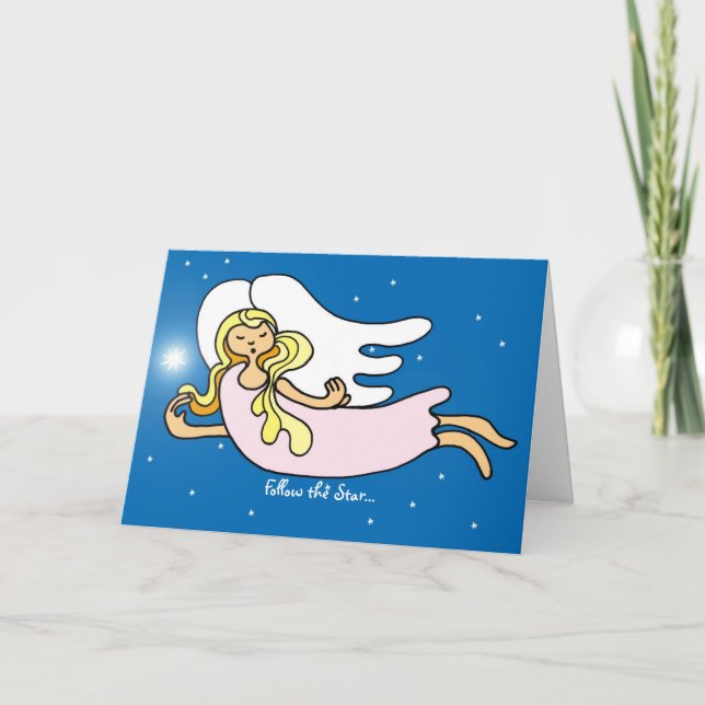 Tarjeta Festiva ángel de navidades (Anverso)