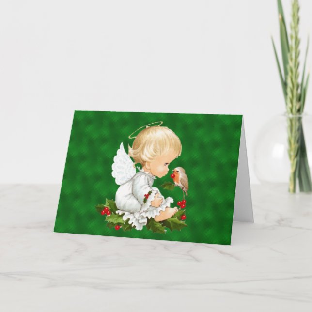 Tarjeta Festiva Ángel de Navidades de bebé ventilado (Anverso)