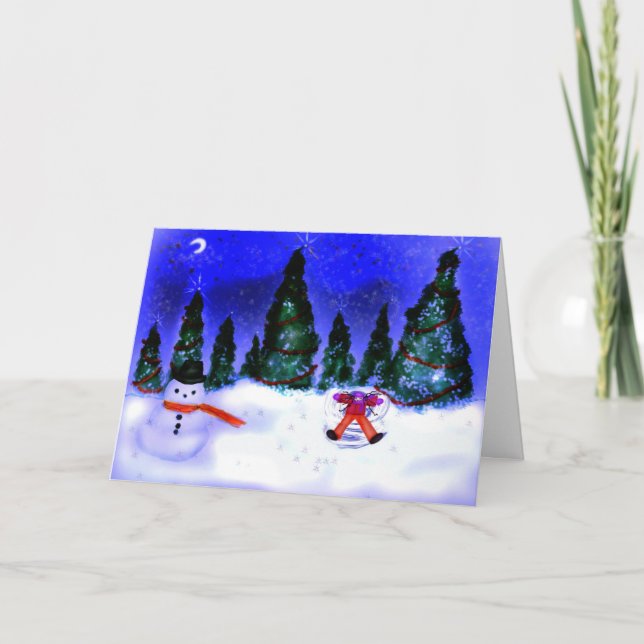 Tarjeta Festiva Ángel de nieve (Anverso)