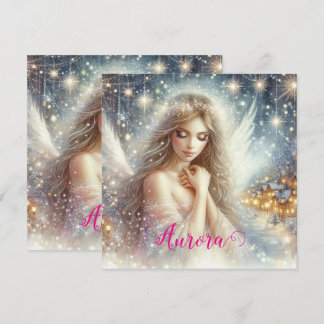 Tarjeta Festiva Ángel de nieve etéreo acuarela festiva femenina