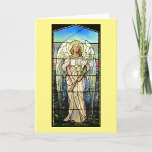 Tarjeta Festiva Ángel de Pascua de Vidrio Manchado