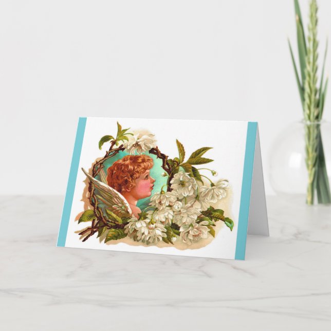 Tarjeta Festiva Ángel de Pascua Vintage (Anverso)