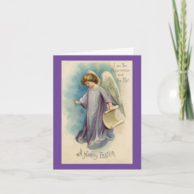 Tarjeta Festiva Ángel de Pascua Vintage (Anverso)