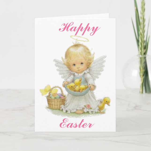 Tarjeta Festiva Ángel De Pascua Y Ducklings (Anverso)