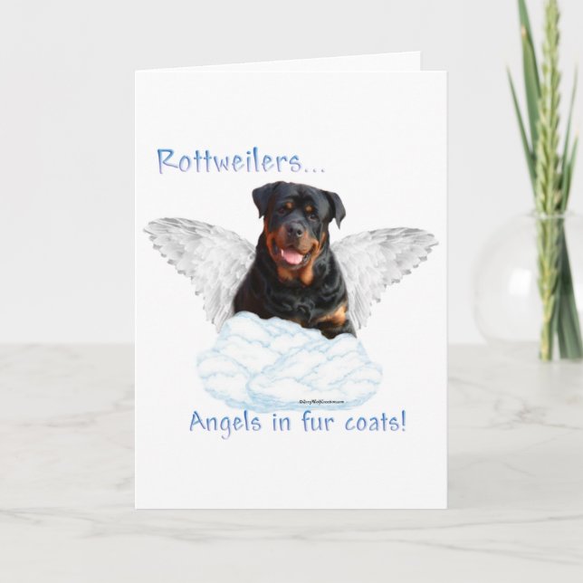 Tarjeta Festiva Ángel de Rottweiler (Anverso)