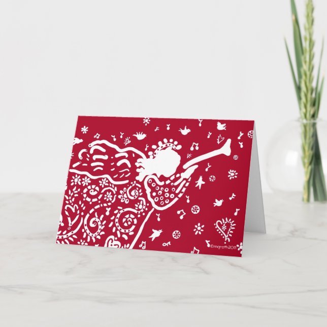 Tarjeta Festiva Ángel de trompeta (Anverso)