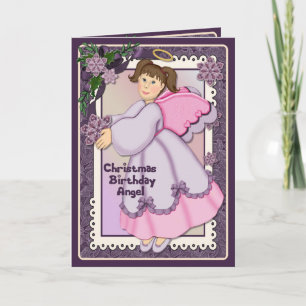 Tarjeta Festiva Ángel del cumpleaños - verso dentro